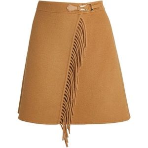 Wool Fringed Mini Skirt